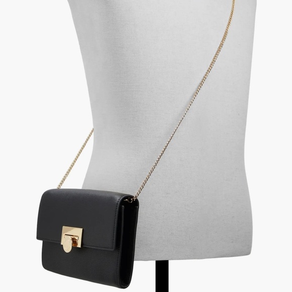 TED BAKER Parisa Chain Strap Crossbody Flap Bag w/ Logo Toggle Lock BLACK - Picture 1 of 6